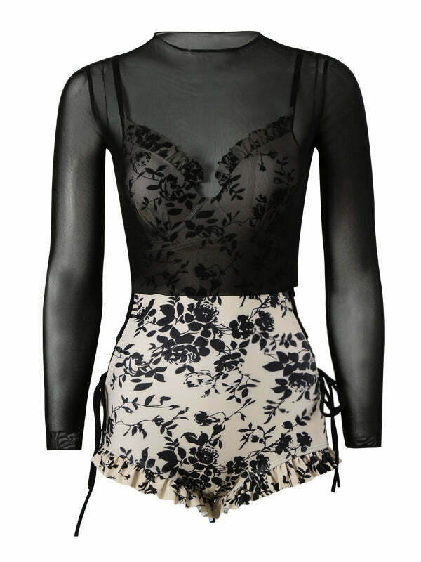Floral Sun Protection Swimsuit Cover-Up for Women - Y2K Fashion Beachwear with Coquette Aesthetic