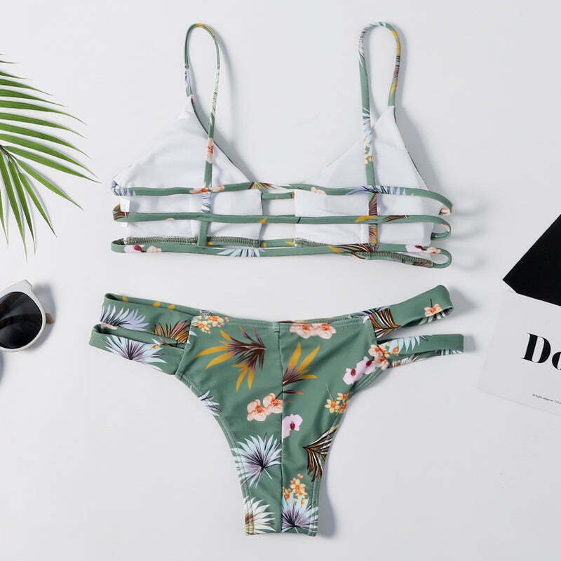 Flower Cutout Denim Cami Bikini Set - Y2K Fashion Swimwear with Coquette & Grunge Aesthetic