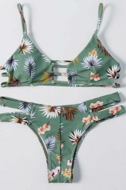 Flower Cutout Denim Cami Bikini Set - Y2K Fashion Swimwear with Coquette & Grunge Aesthetic