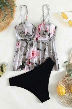 Flower Print Swimsuit Bikini for Y2K Aesthetic Fashion - Coquette & Grunge Style