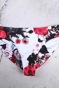 Flower Print Tied Shoulder Bikini for Y2K Fashion Enthusiasts - Coquette Aesthetic Swimwear