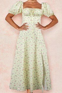 French Floral Backless Midi Dress - Coquette Aesthetic for Women - Y2K Fashion Statement