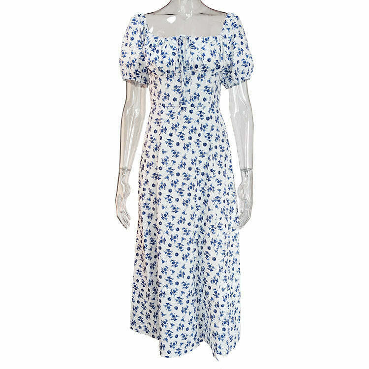 French Floral Backless Midi Dress - Coquette Aesthetic for Women - Y2K Fashion Statement