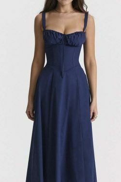 French Floral Backless Midi Dress - Coquette Aesthetic for Women - Y2K Fashion Statement