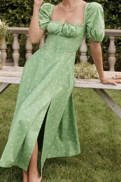 French Floral Backless Midi Dress - Coquette Aesthetic for Women - Y2K Fashion Statement