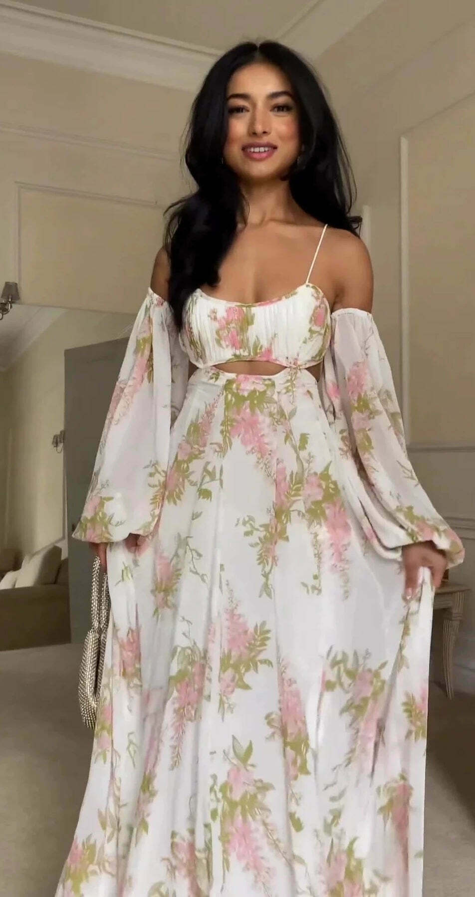 French Print Backless Suspender Dress - Y2K Fashion Statement - Coquette Aesthetic with Gr
