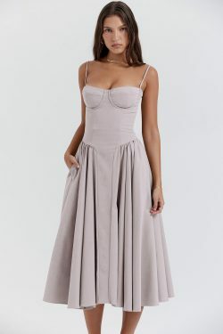 French Retro Midi Summer Dress - Y2K Aesthetic Vintage Style for Women