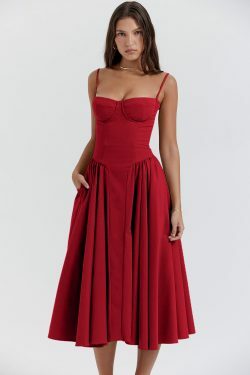 French Retro Midi Summer Dress - Y2K Aesthetic Vintage Style for Women