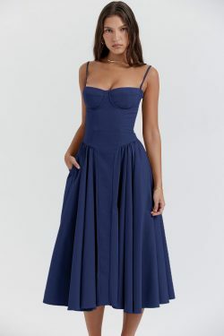 French Retro Midi Summer Dress - Y2K Aesthetic Vintage Style for Women