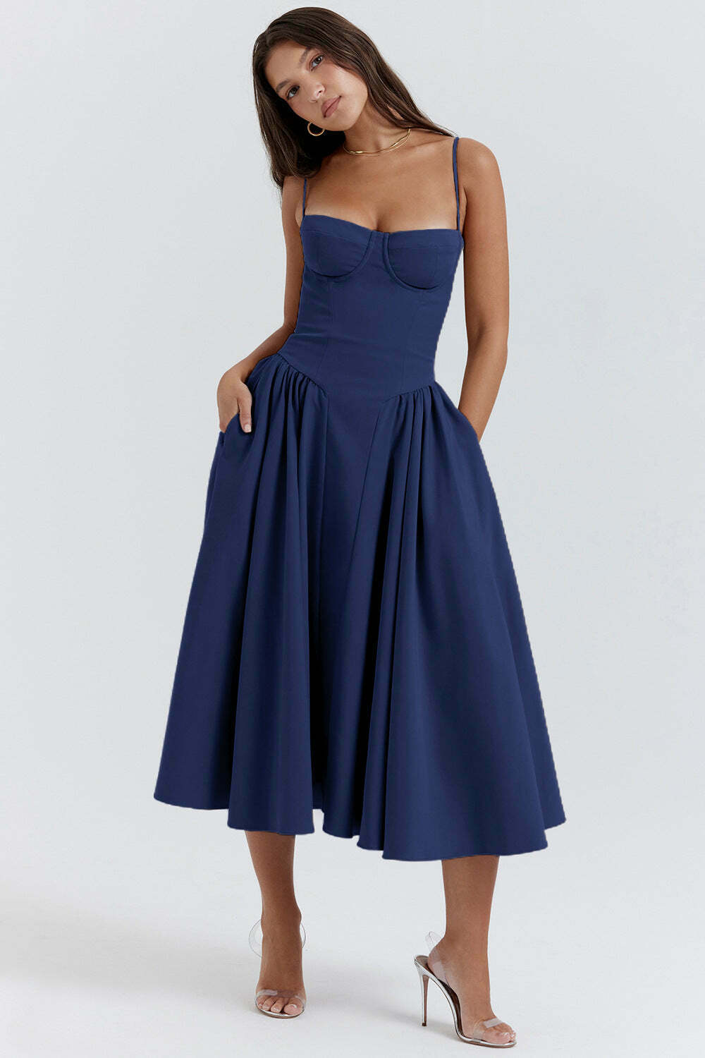 French Retro Midi Summer Dress - Y2K Aesthetic Vintage Style for Women