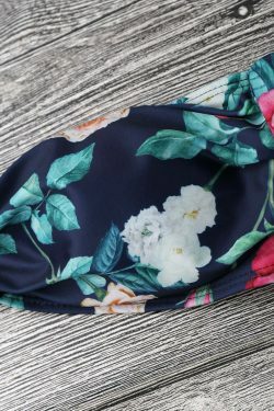 Garden Print Off-The-Shoulder Bikini Set for Y2K Fashion Enthusiasts
