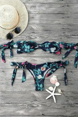 Garden Print Off-The-Shoulder Bikini Set for Y2K Fashion Enthusiasts