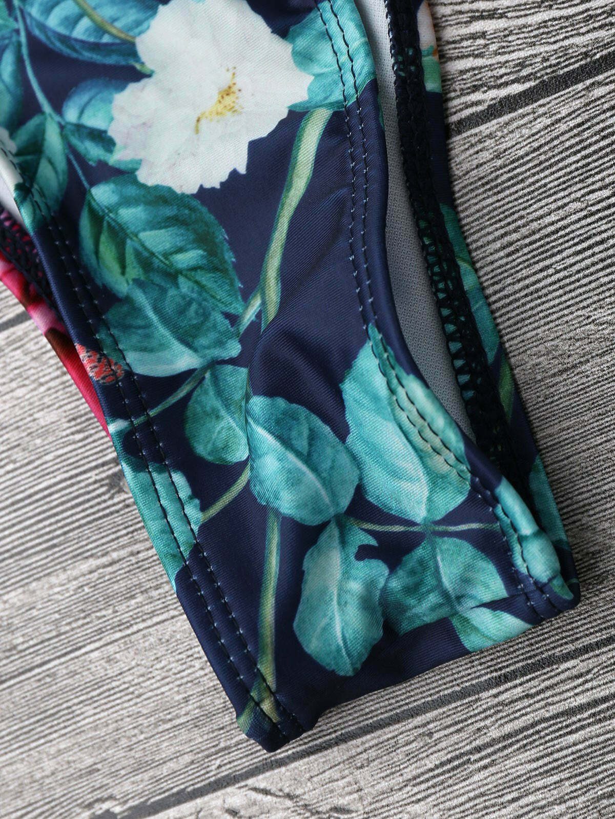 Garden Print Off-The-Shoulder Bikini Set for Y2K Fashion Enthusiasts