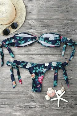 Garden Print Off-The-Shoulder Bikini Set for Y2K Fashion Enthusiasts