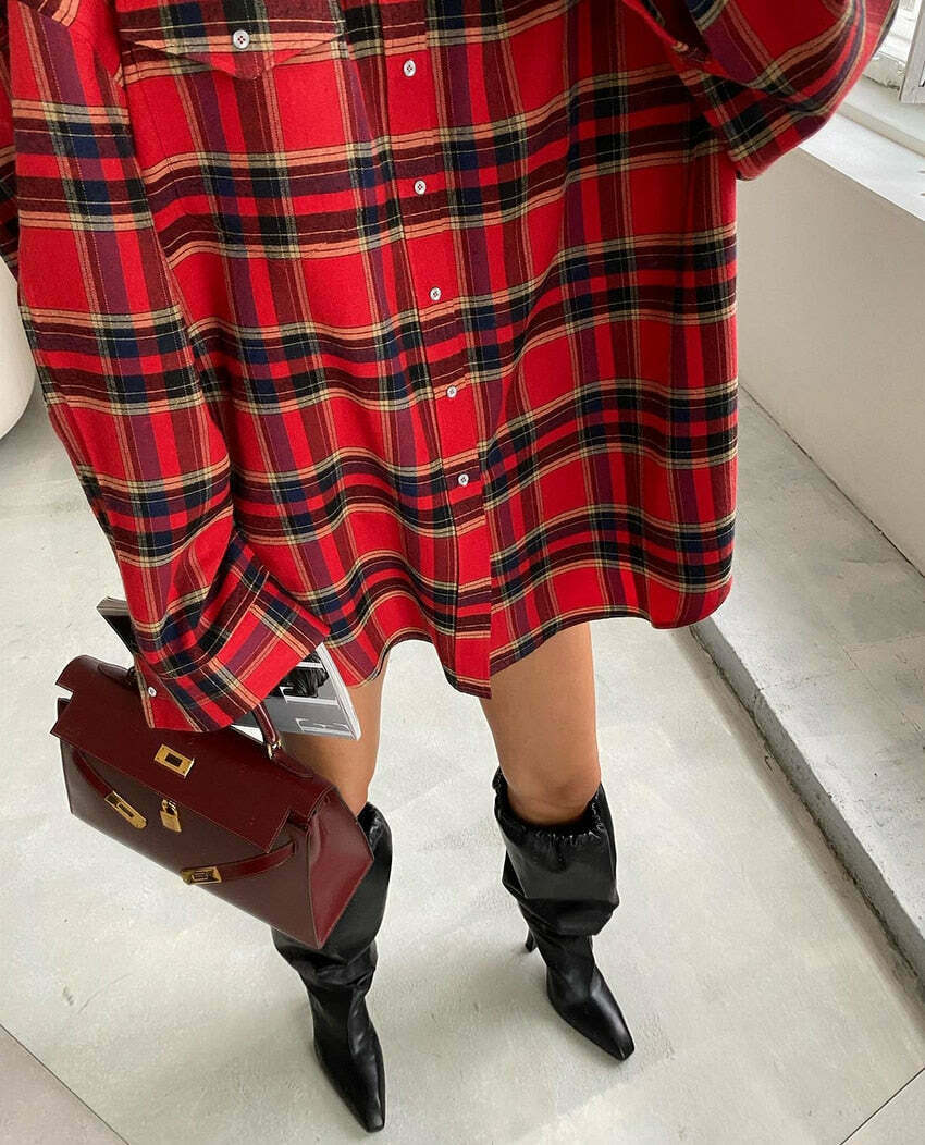 Gingham Gala Checks Shirt - Vintage Y2K Coquette Grunge Aesthetic