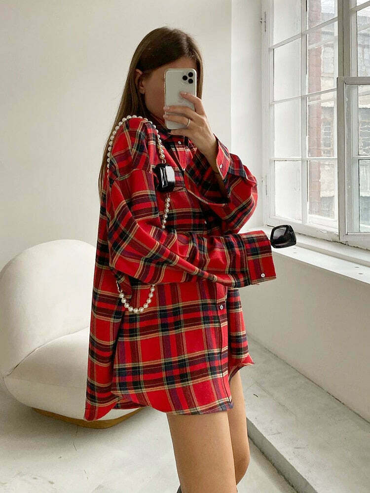 Gingham Gala Checks Shirt - Vintage Y2K Coquette Grunge Aesthetic