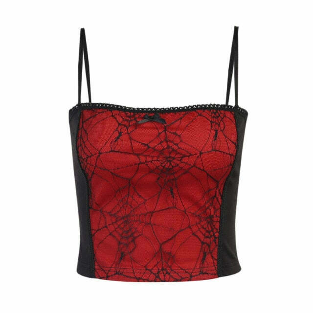 Gothic Cobweb Lace Top for Women - Y2K Fashion Aesthetic with Grunge Style and Coquette Vibes