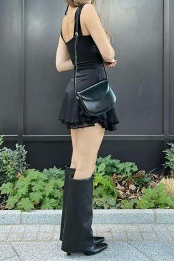 Gothic Elegance Mini Dress: Y2K Fashion with Coquette Aesthetic & Grunge Style