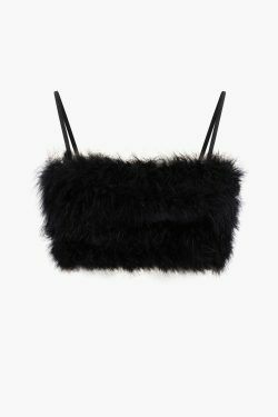 Gothic Feather Crop Cami Top in Black - Y2K Fashion Aesthetic for Women