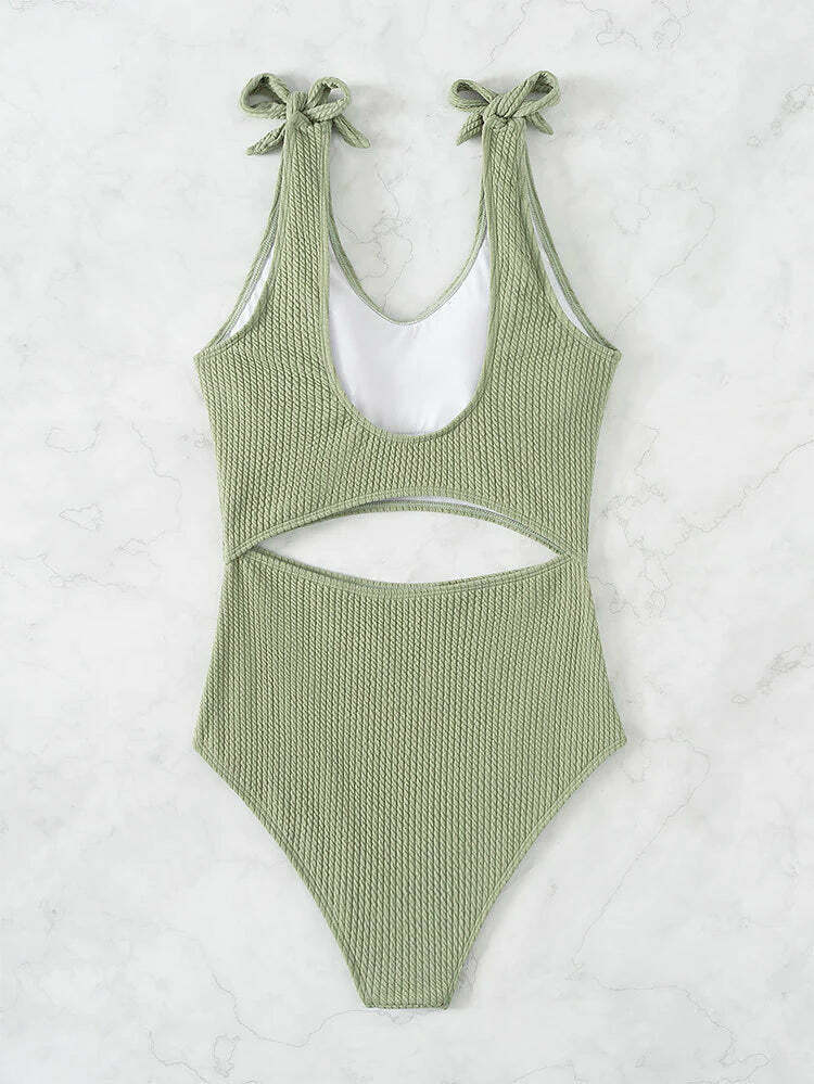 Gothic Lace-Up One-Piece Swimsuit for Women: Y2K Fashion, Grunge Aesthetic, Co
