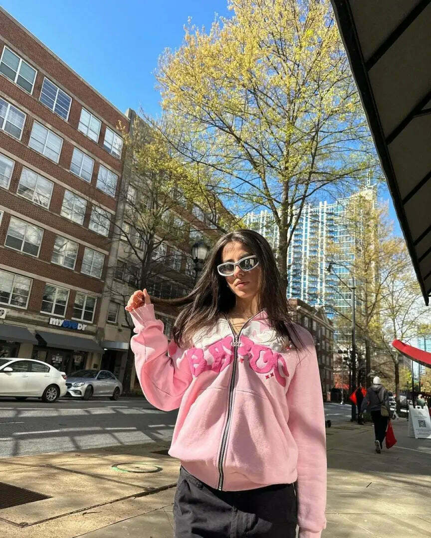 Graffiti Groove Urban Hoodie - Y2K Aesthetic Streetwear for Women