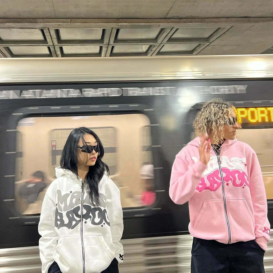 Graffiti Groove Urban Hoodie - Y2K Aesthetic Streetwear for Women