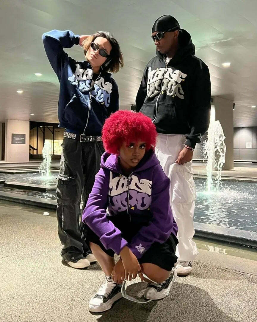 Graffiti Groove Urban Hoodie - Y2K Aesthetic Streetwear for Women