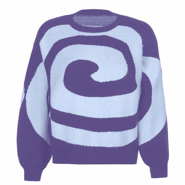 Grunge Aesthetic Circular Design Knitted Sweater - Y2K Fashion Coquette Style for Women