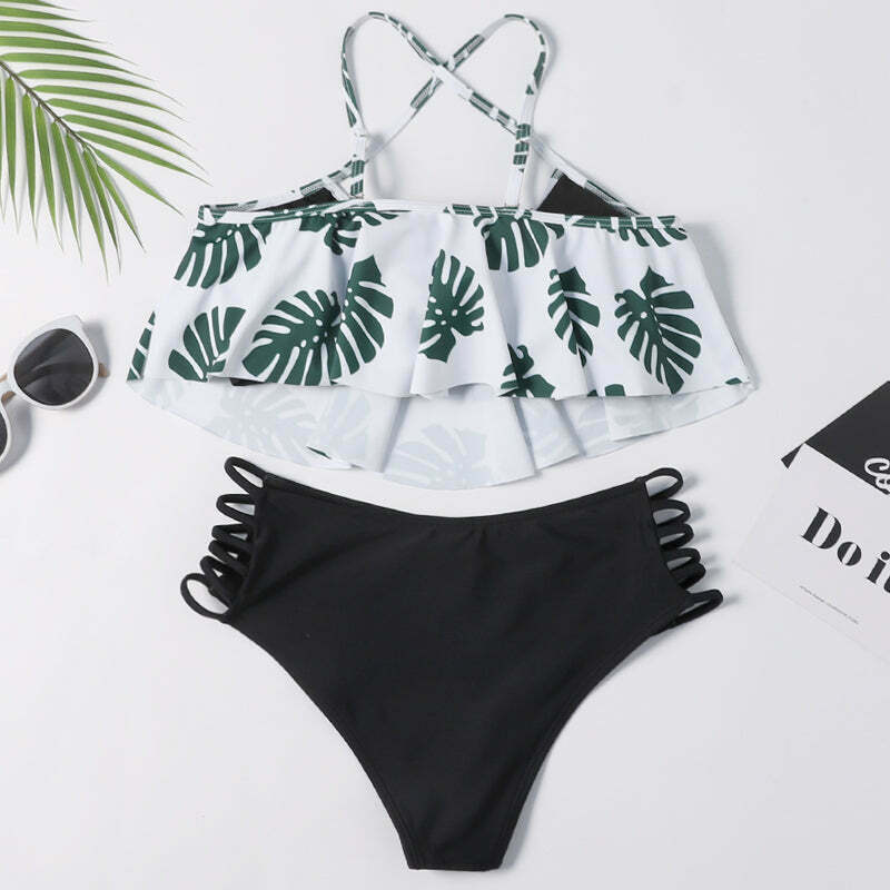 Grunge Aesthetic Cut Out Leaf Bikini Set - Y2K Fashion Swimwear