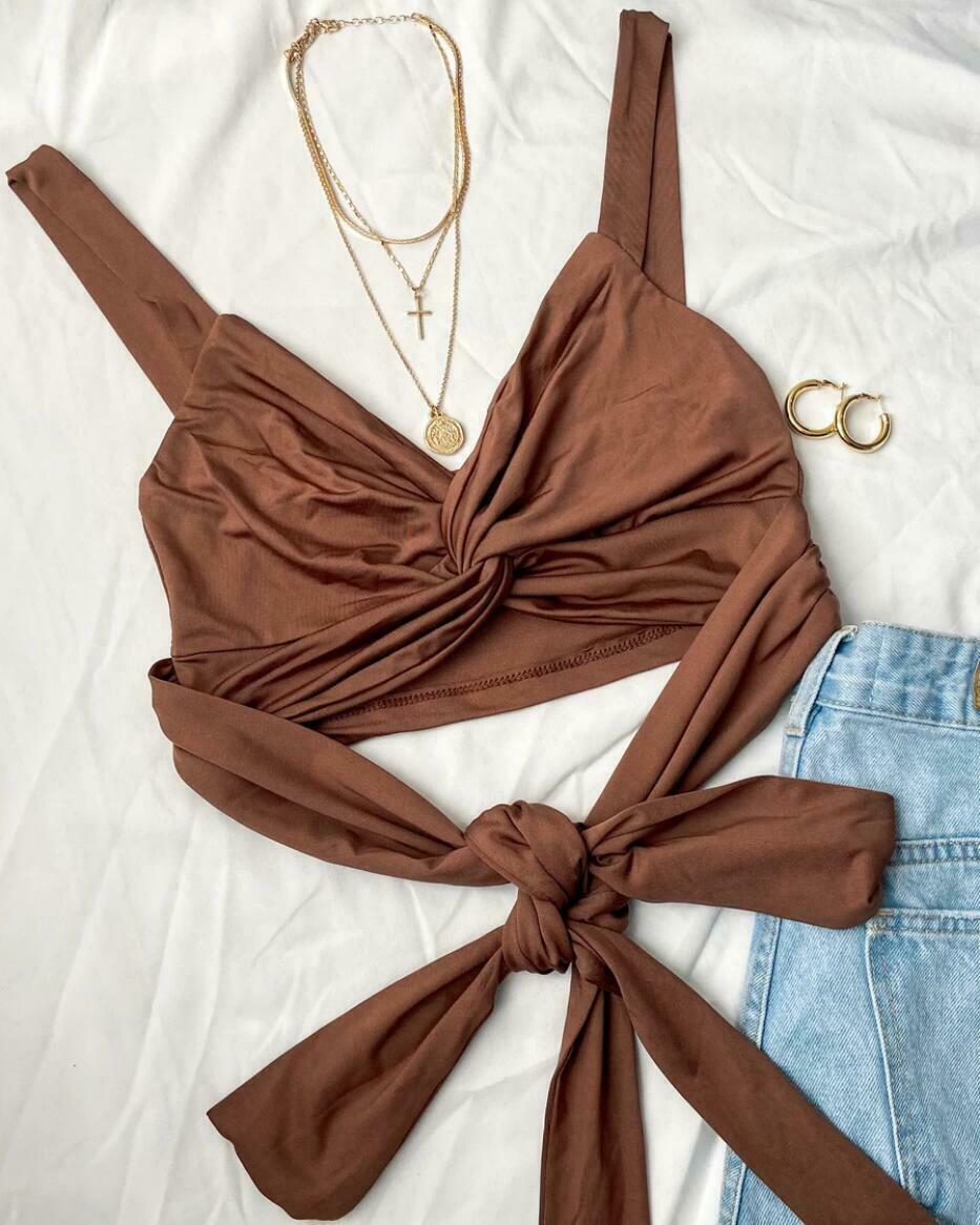 Grunge Aesthetic Swaying Strands Crop Top - Y2K Fashion for Women