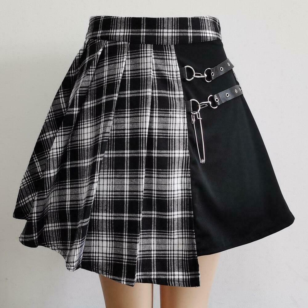 Harajuku Gothic Plaid Skirt - Y2K Fashion with Coquette Aesthetic