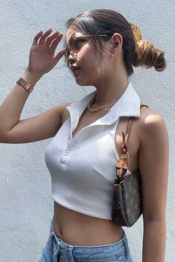 Harper White Collar Top - Y2K Fashion with Coquette Aesthetic, Grunge Style, and Pastel Goth Vibes