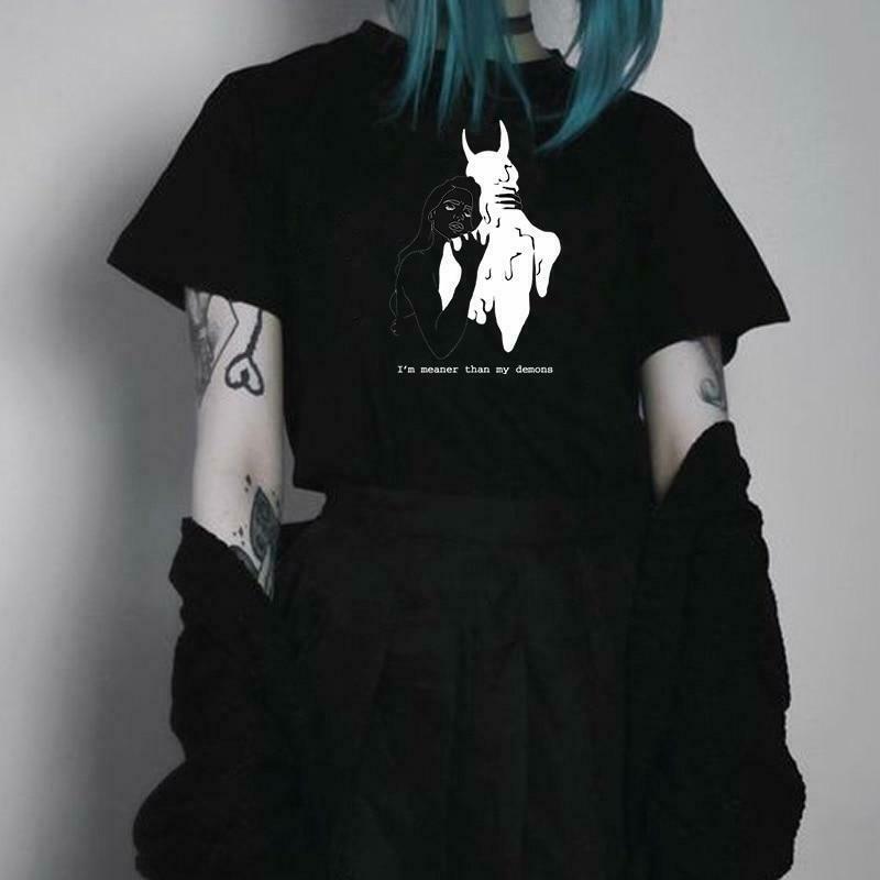 I'm Meaner Than My Demons Graphic Tee - Y2K Fashion Statement Piece for Women