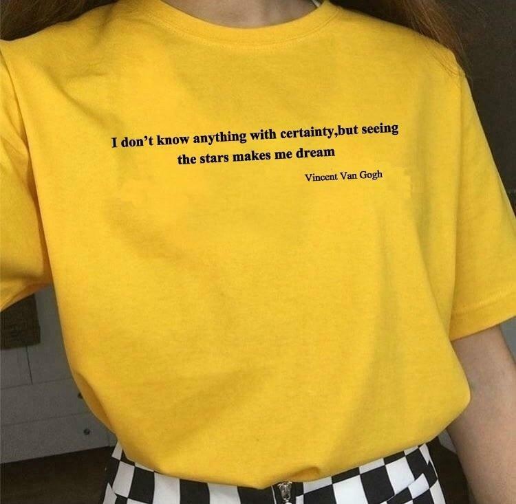 I Don't Know Anything With Certainty Van Gogh T-Shirt - Y2K Aesthetic Coquette Fashion