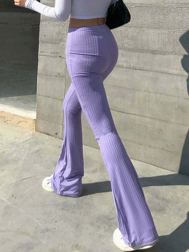 I Purple U' Aesthetic Flared Bottom Pants - Y2K Fashion Statement for Women