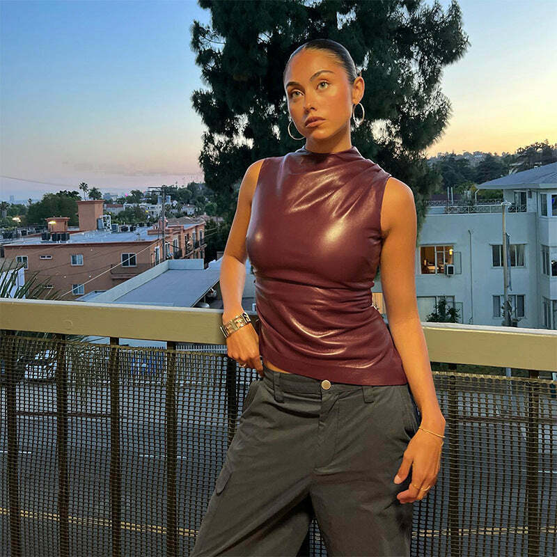 Iconic Asymmetrical Sleeveless T-Shirt - Y2K Fashion with Coquette Aesthetic