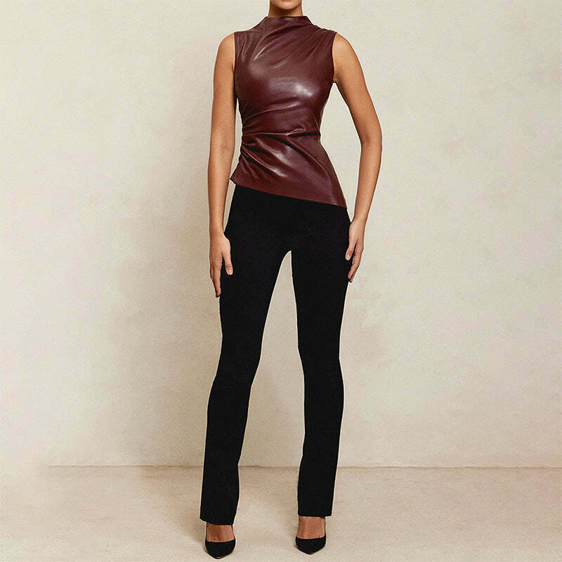 Iconic Asymmetrical Sleeveless T-Shirt - Y2K Fashion with Coquette Aesthetic