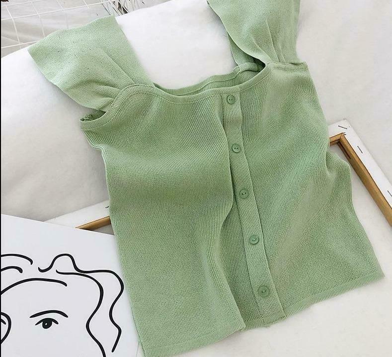 Indie Aesthetic Buttoned Crop Top for Y2K Fashion - Coquette & Grunge Style