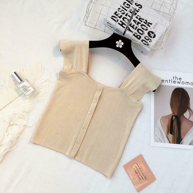 Indie Aesthetic Buttoned Crop Top for Y2K Fashion - Coquette & Grunge Style