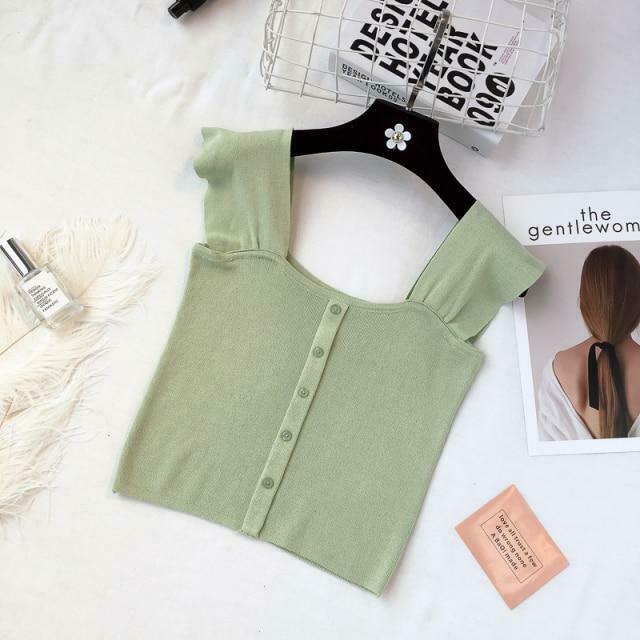 Indie Aesthetic Buttoned Crop Top for Y2K Fashion - Coquette & Grunge Style
