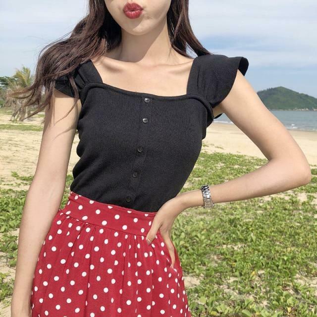 Indie Aesthetic Buttoned Crop Top for Y2K Fashion - Coquette & Grunge Style