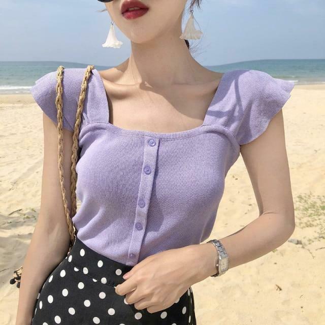 Indie Aesthetic Buttoned Crop Top for Y2K Fashion - Coquette & Grunge Style