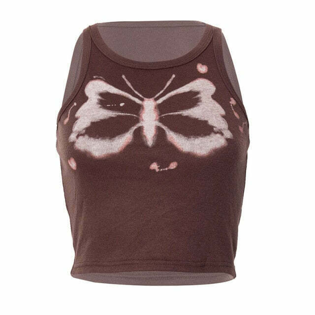Indie Butterfly Crop Top - Y2K Fashion Aesthetic with Coquette and Grunge Style Elements
