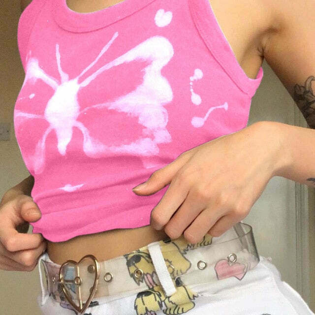 Indie Butterfly Crop Top - Y2K Fashion Aesthetic with Coquette and Grunge Style Elements