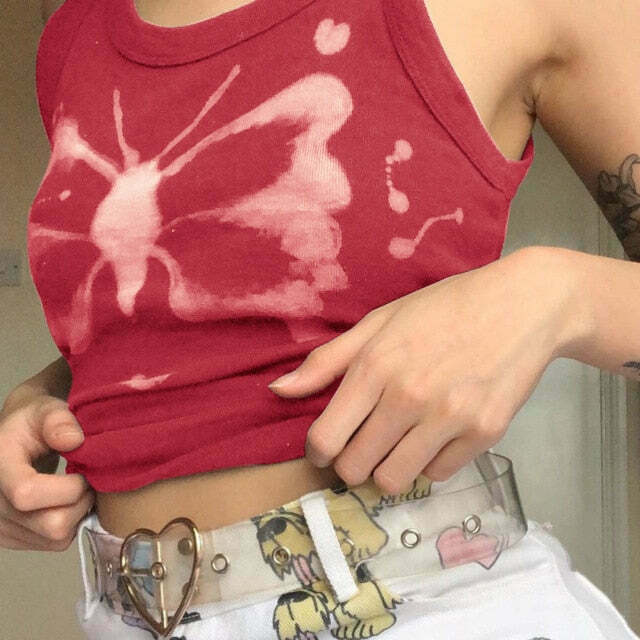 Indie Butterfly Crop Top - Y2K Fashion Aesthetic with Coquette and Grunge Style Elements