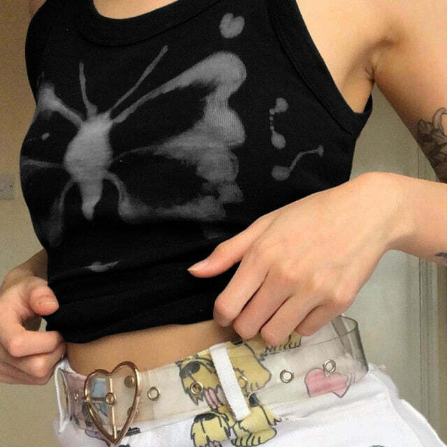 Indie Butterfly Crop Top - Y2K Fashion Aesthetic with Coquette and Grunge Style Elements