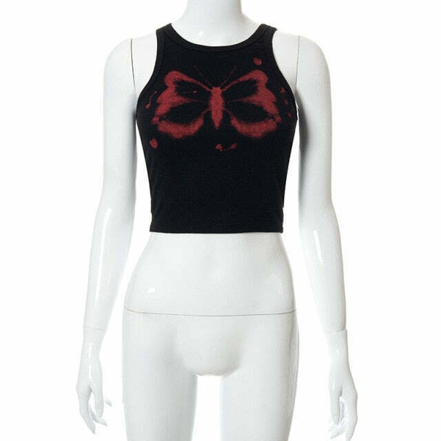 Indie Butterfly Crop Top - Y2K Fashion Aesthetic with Coquette and Grunge Style Elements