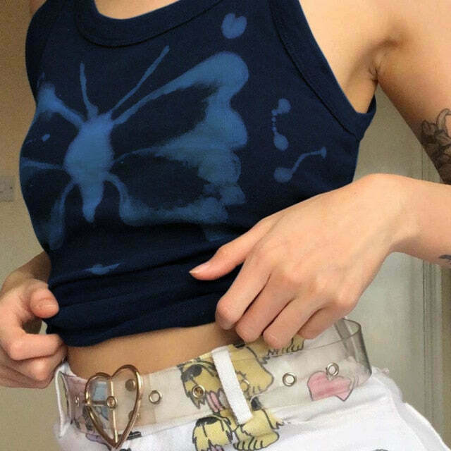 Indie Butterfly Crop Top - Y2K Fashion Aesthetic with Coquette and Grunge Style Elements