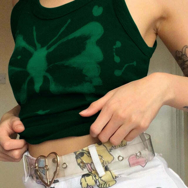 Indie Butterfly Crop Top - Y2K Fashion Aesthetic with Coquette and Grunge Style Elements