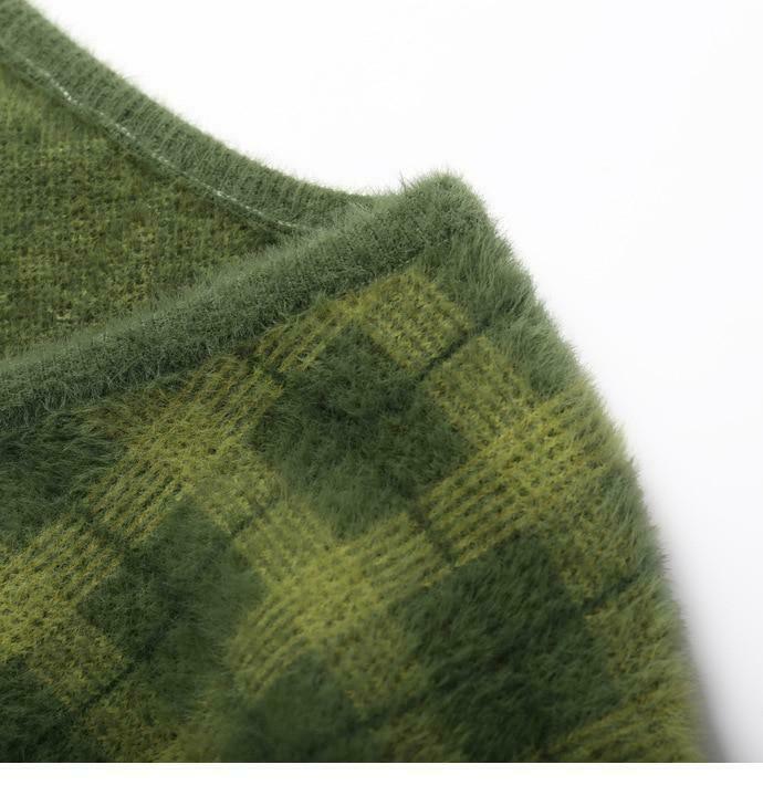 Indie Girl Green Cropped Sweater - Y2K Aesthetic Coquette Style for Women's Fashion